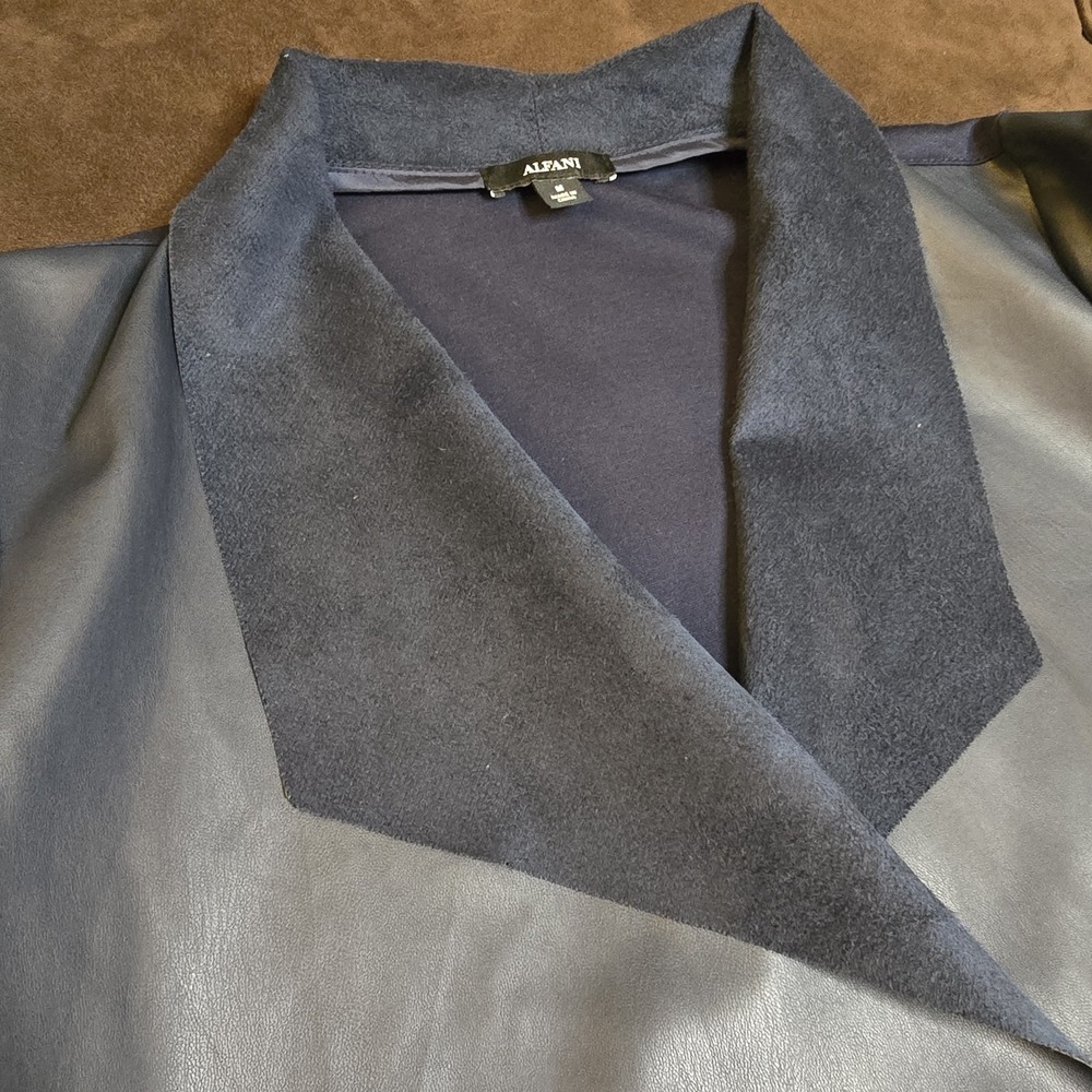 Alfani Blue Faux Suede Shawl Collar Sweater Jacket M Cowboy Western 90s